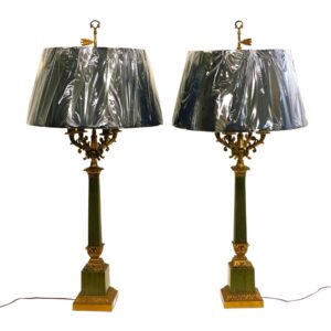 Pair Of Brass And Metal Lamps