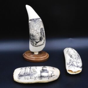 Robert Monfils Contemporary Scrimshaw Sperm Whale Teeth