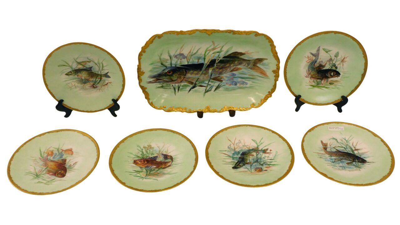 (7) Piece Limoges Fish Set.