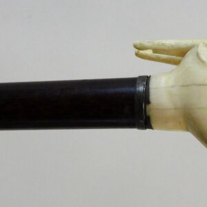 19th c. Walking Stick with Carved Bone Figural Goat Head by Unknown Artist