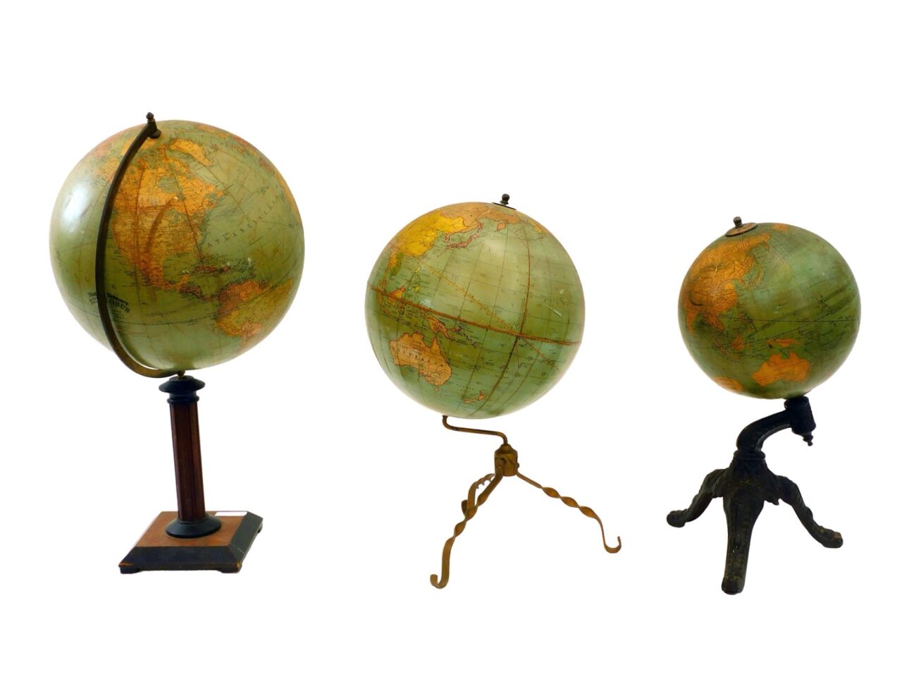 (3) Terrestrial Globes On Stands