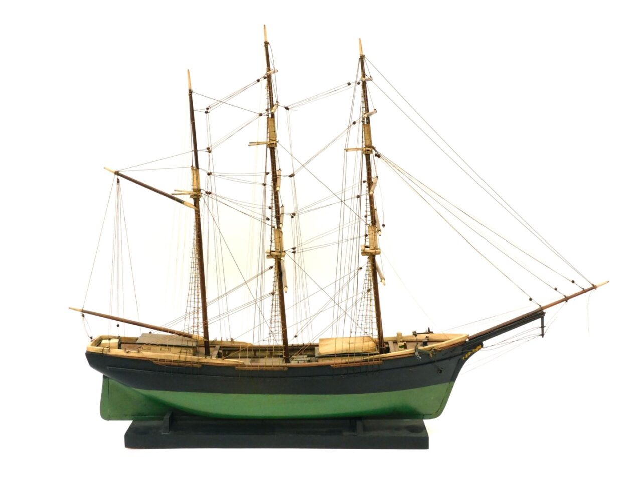 Early 20th c. Three-Masted Ship Model by Unknown Artist