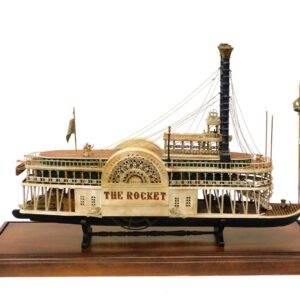 Handmade Sidewheel River Steamboat Model by Unknown Artist. Early 20th c. Original painted finish. Intricately detailed construction.