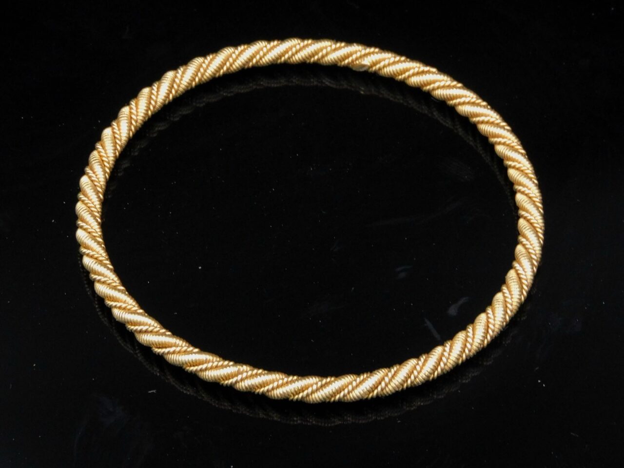 14K Gold Rope Twist Bangle Bracelet by Unknown Artist