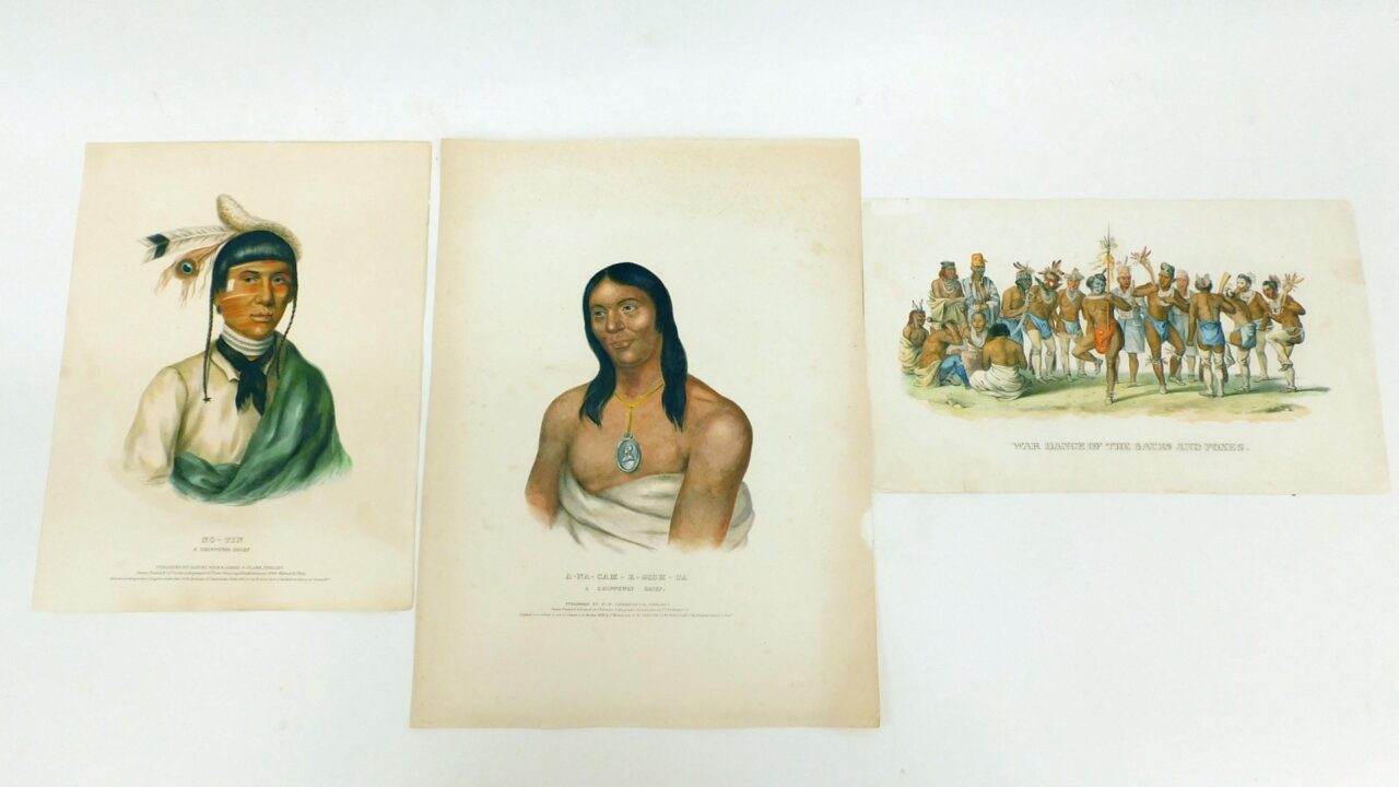 (3) Hand Colored Lithographs