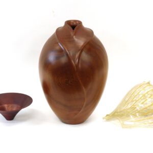 Nathan Hart Redwood Vase & Roger Bennett Turned Beech Bowl in Auction. Italian Glass Shell Included.