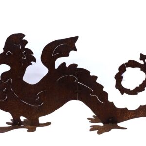 Dragon Sculpture by Unknown Artist. Late 20th c. Cut sheet steel; Two part construction with bolted on feet.