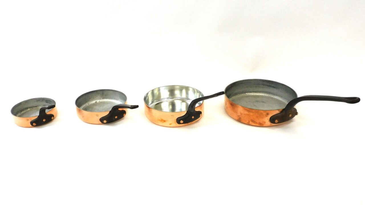 Vintage French Copper Graduated Sauté Set by The Design Store France