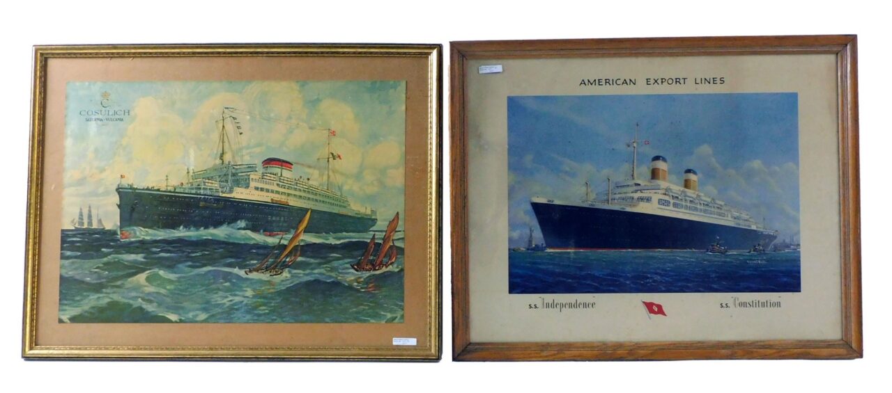 (2) Steamship Lithographs.