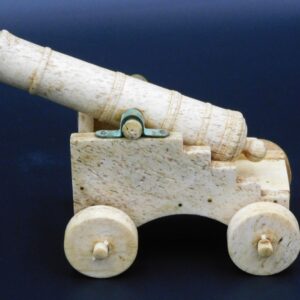 Whalebone Carved Cannon on Caisson Model