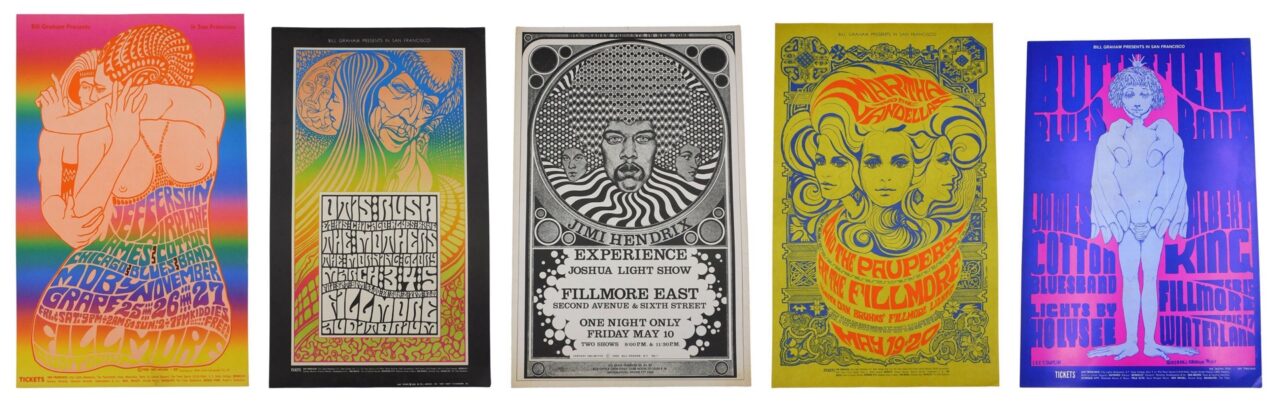 (5)Bill Graham Fillmore East/West Concert Posters