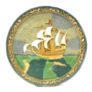 Ceramic Roundel Ship Plaque