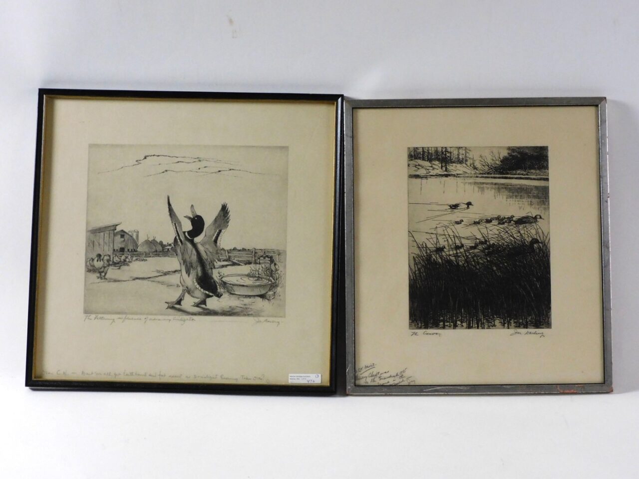 Jay Norwood Darling "Ding Darling" (1876-1972) Etchings "The Convoy" and "The Feathering of Advancing Civilization"  #49 in "The Prints of Ding Darling"