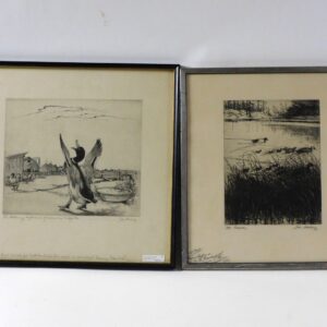 Jay Norwood Darling "Ding Darling" (1876-1972) Etchings "The Convoy" and "The Feathering of Advancing Civilization"  #49 in "The Prints of Ding Darling"