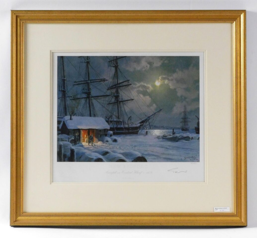 John Stobart - "New Bedford Snowfall on Central Wharf