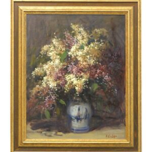 Rudolph Colao (1927-2014) Lilacs Bouquet Oil Painting 20th Century.