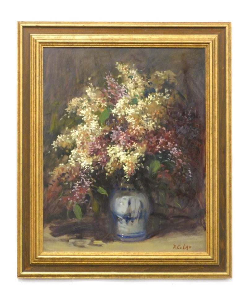 Rudolph Colao (1927-2014) Lilacs Bouquet Oil Painting 20th Century.