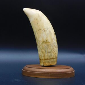 19th c. Scrimshaw Sperm Whale Tooth with Patriotic Military Motif by Unknown Artist