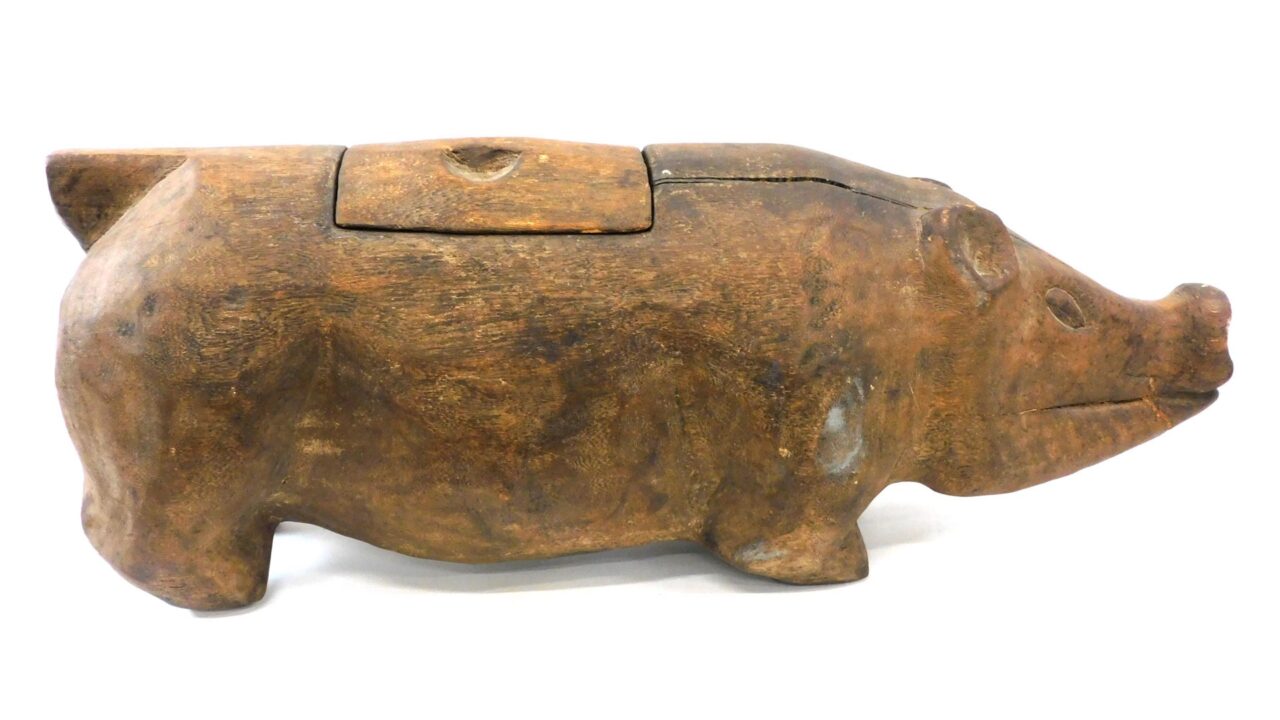 Carved Wooden Pig