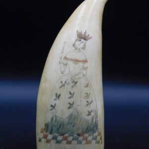 19th c. Polychrome Scrimshaw Sperm Whale Tooth with Young Queen Victoria