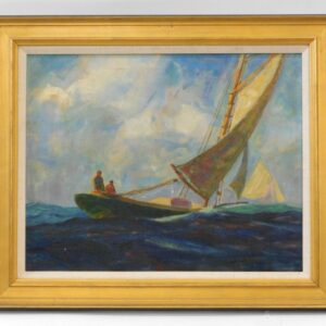 Sidney Marsh Chase (1877-1957) Oil Painting "Sloop Under Sail" 20th Century.