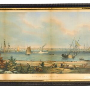 View Of New Bedford Colored Engraving.