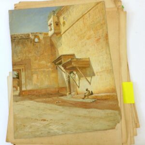 Samuel Colman (1832-1920) Watercolor Orientalist Street Scene 19th c. North Africa.