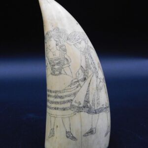 19th c. Scrimshaw Sperm Whale Tooth with Victorian Women