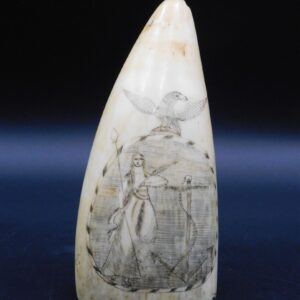 19th c. Scrimshaw Sperm Whale Tooth with American Eagle and Massachusetts State Seal by Unknown Artist