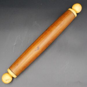 19th c. Scrimshaw Rolling Pin with Sperm Whale Tooth Handles by Unknown Artist