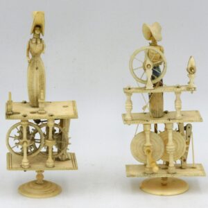 (2) Prisoner-Of-War bone Spinning Jenny figurines.