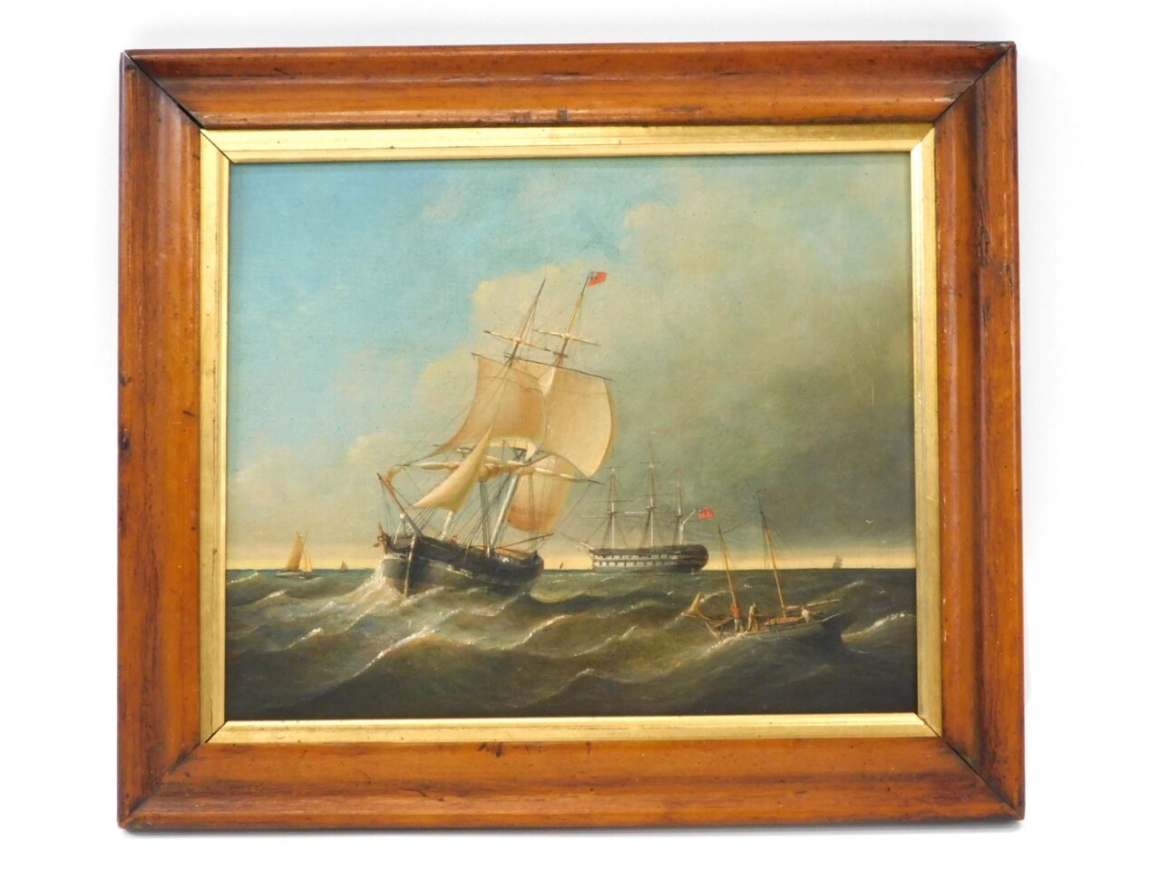 Clement Drew (1806-1899) British War Ships Oil Painting