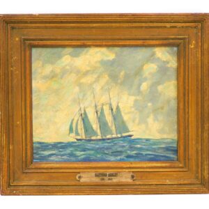 Clifford Warren Ashley (1881-1947) Three Masted Ship Oil Painting