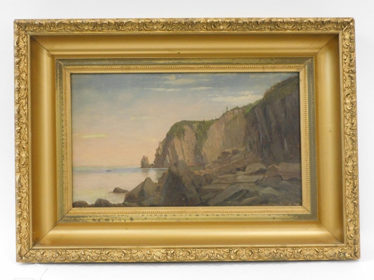 Lemuel D Eldred (1848-1921) Oil Painting "Maine Coastline" 1873