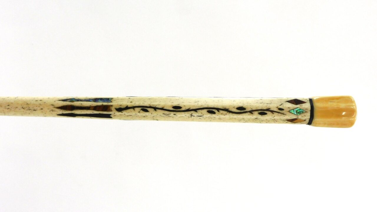 Mid 19th c. Scrimshaw Walking Stick with Abalone