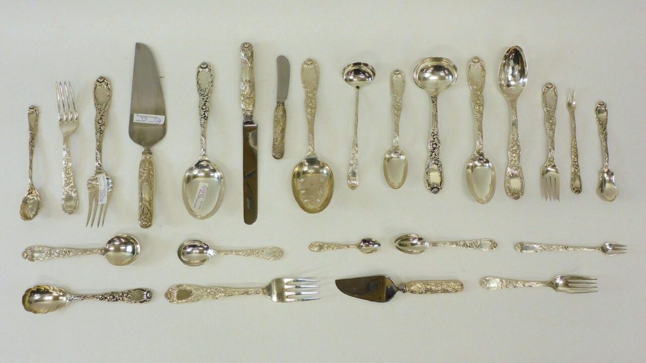 Louis Comfort Tiffany Sterling Silver Chrysanthemum Flatware Set