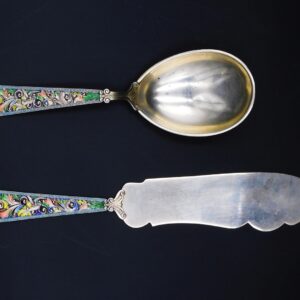 (2) Enameled Sterling Gorham Serving pcs